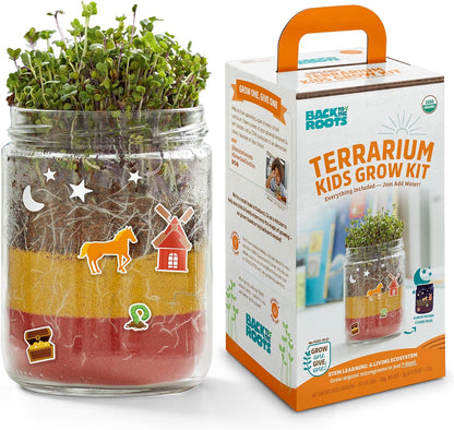 Back to the Roots Organic Kids Terrarium Grow Kit - Easy-to-Use DIY Set for All Ages